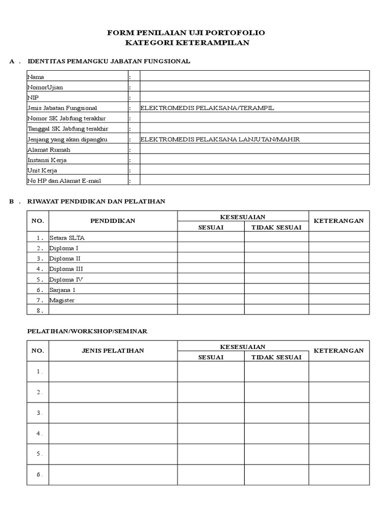 Format Uji Portofolio Jabfung Elektromedis