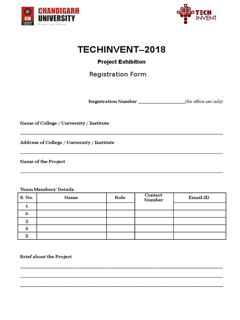 TechInvent 2018 Registration Form | PDF