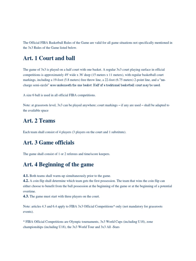 Official 3x3 Basketball Rules | PDF | Sports Rules And Regulations ...