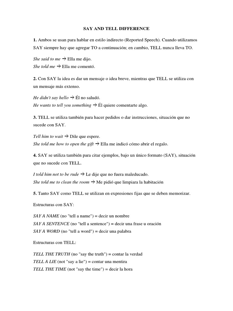 Say vs. Tell: Key Differences Explained | PDF | Language Arts & Discipline