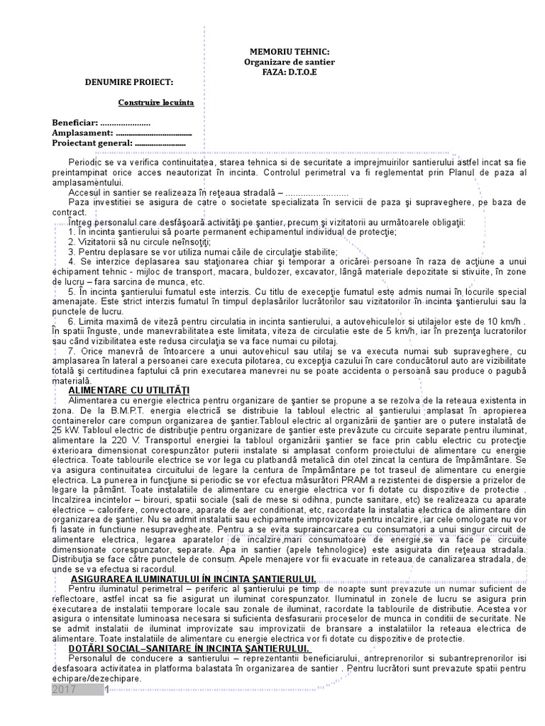 Memoriu DTOE | PDF