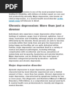 Chronic Depression: More Than Just A Downer: Major Depressive Disorder