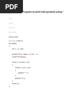 Example 1: Program To Print Half Pyramid Using : Source Code