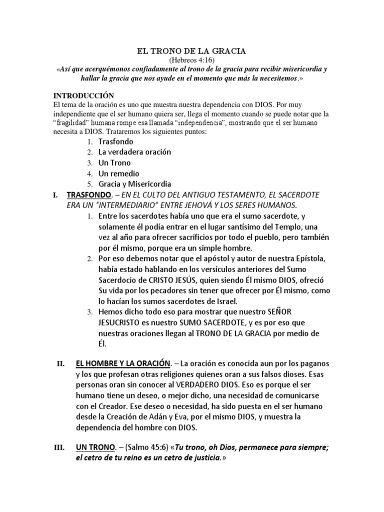 El Trono de La Gracia | PDF | Sacerdote | Gracia en el cristianismo