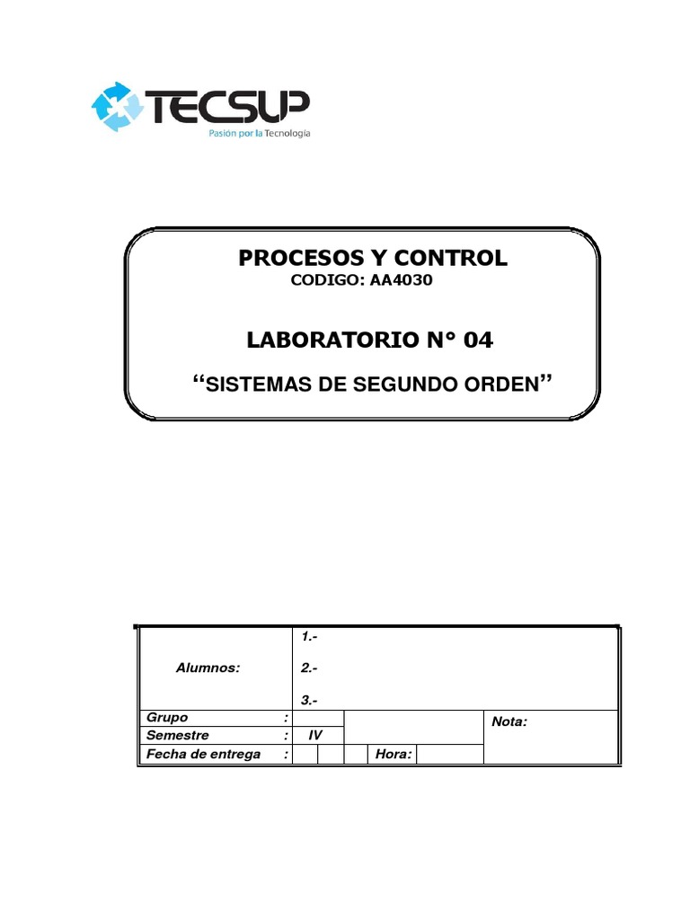 Simulación de Procesos PT2 en Laboratorio | PDF | Sistema de control ...
