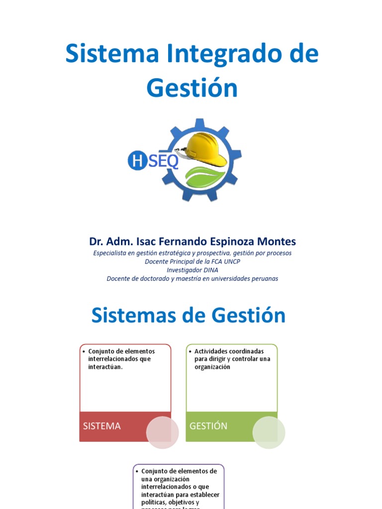 2 Sistemas Integrados de Gestión HSEQ.pptx | Calidad (comercial) | Maestros
