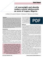 Prevalence of Obesity in Lagos