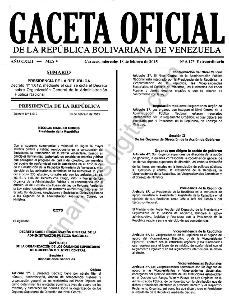 Gaceta Oficial Extraordinaria 6.173 PDF | PDF