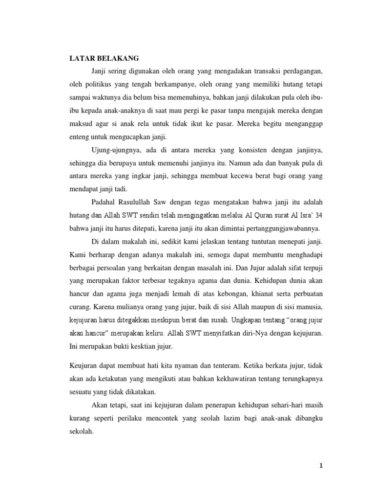 Jujur Dan Menepati Janji