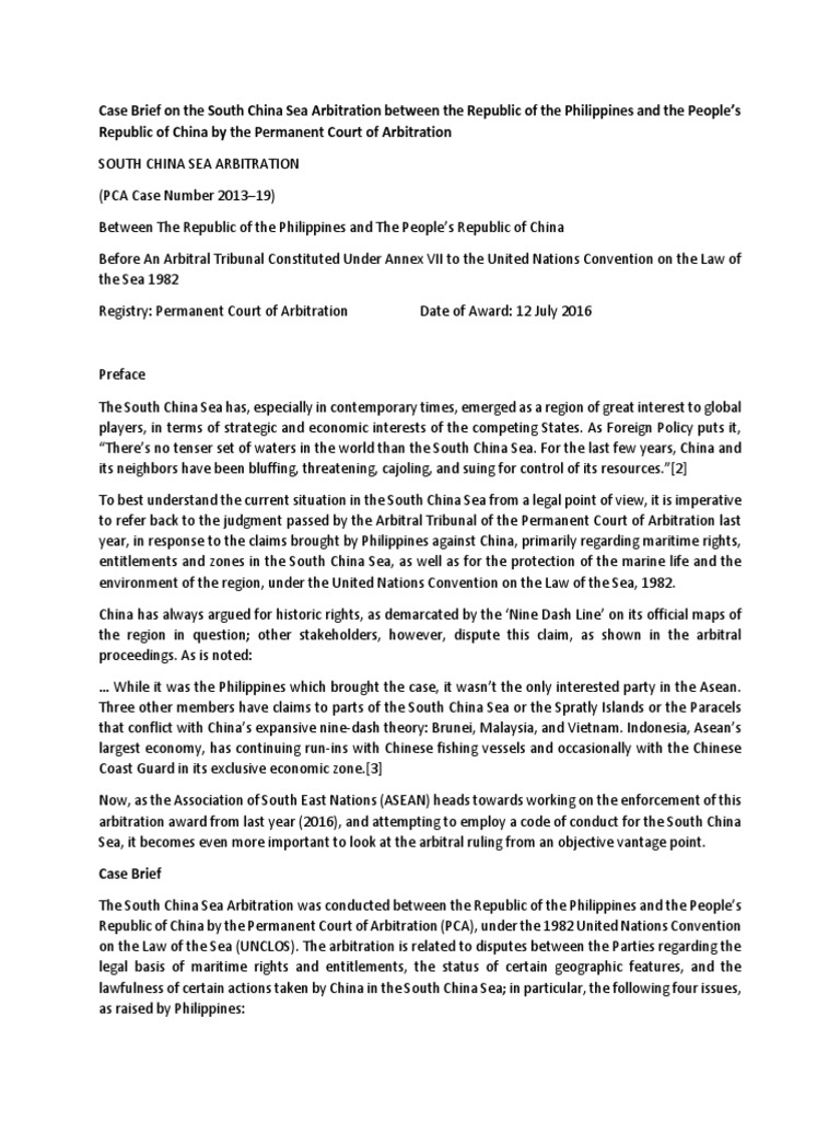 An Objective Analysis of the South China Sea Arbitration Tribunal's ...