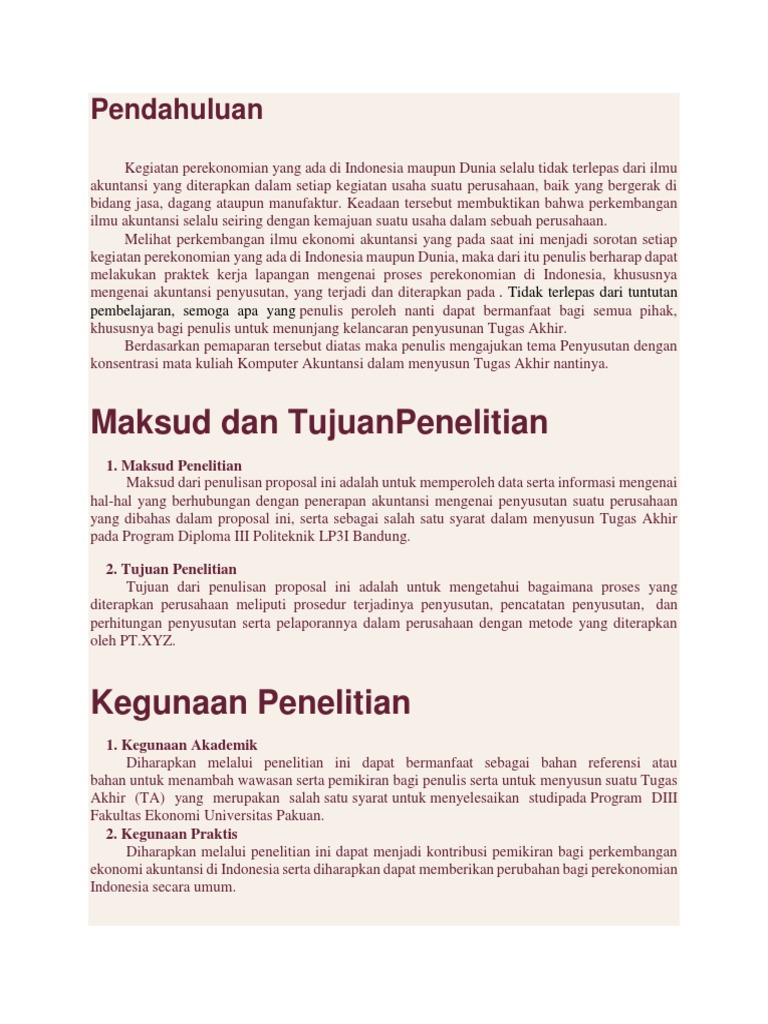 Contoh Proposal Penelitian Fakultas Ekonomi 