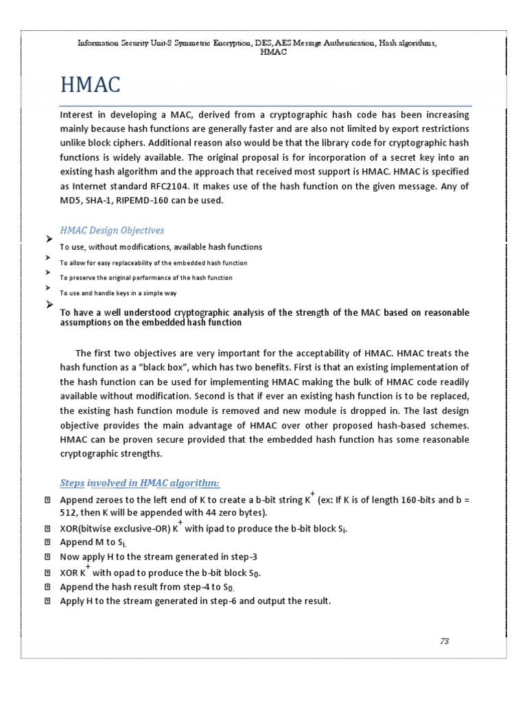 Information Security Unit-2 - 9 HMAC | PDF | Secrecy | Cryptography