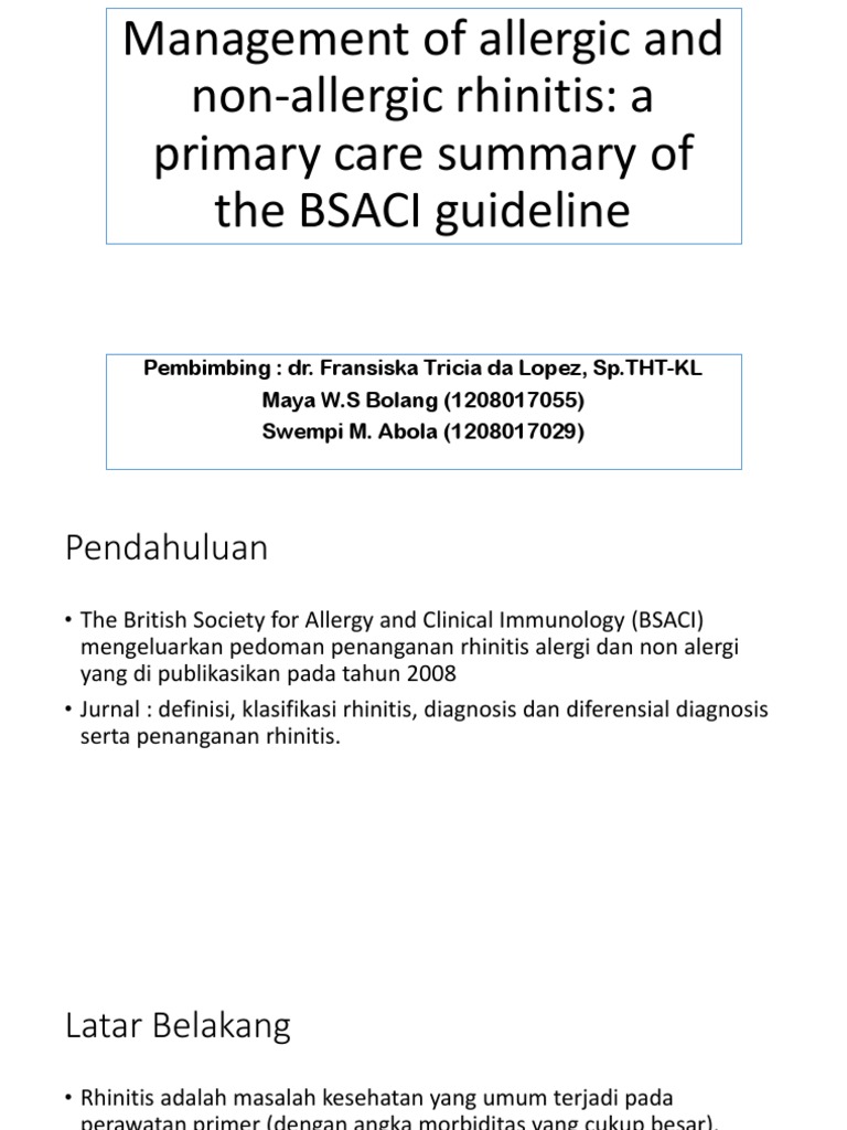 Management Of Allergic And Non Allergic Rhinitis Pdf