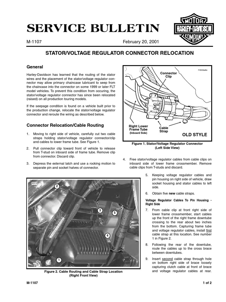 Service Bulletin M-1107 Strator Relocation | PDF | Electrical Connector |  Equipment