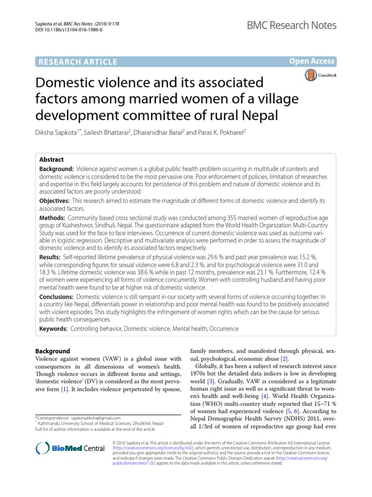 Domestic and Intimate Partner Violence Among Pregnant Women in A Low ...