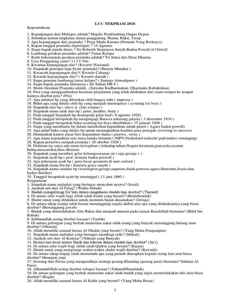 Materi Tekpram Penggalang Lcc 2018