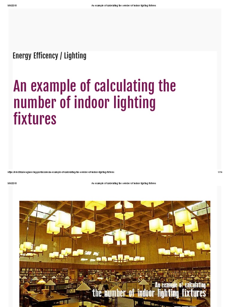 Calculating The Number of Indoor Lighting Fixtures PDF Lighting Light
