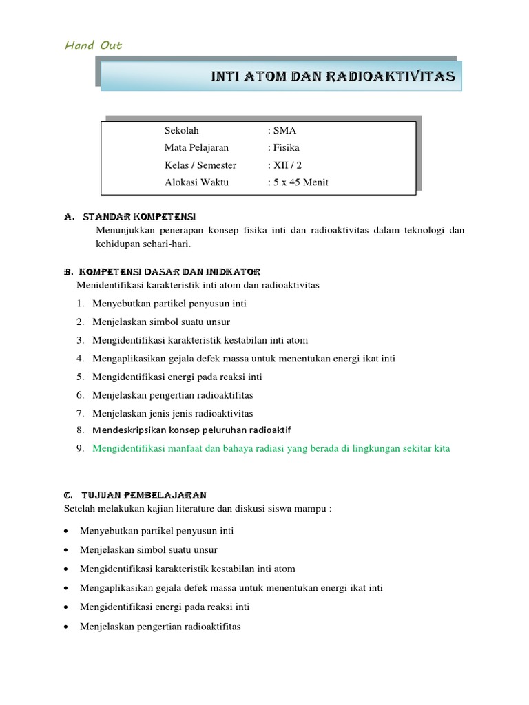 Bahan Ajar Inti Atom Dan Radioaktivitasdocx