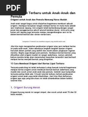 13 Origami Terbaru Untuk Anak Docx