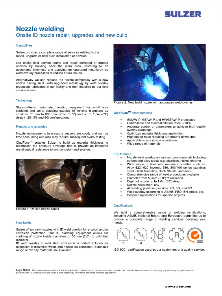 Weld Overlay Nozzle Flyer Metallurgy Welding