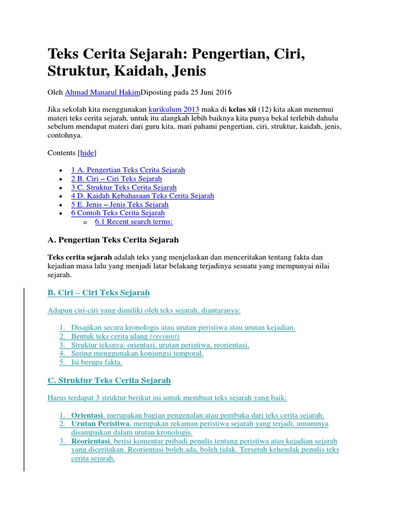 Kumpulan Contoh Teks Cerita Sejarah Pribadi Seputar Sejarah