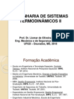 Engenharia de Sistemas Termodinâmicos II - Agosto 2018 - 1