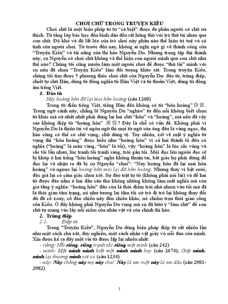 Choi Chu Trong Truyen Kieu | PDF