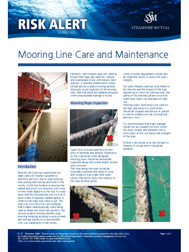 Mooring Line Safety Guide | PDF | Rope | Wire
