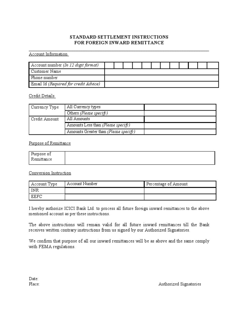 Standing Instruction Format | PDF