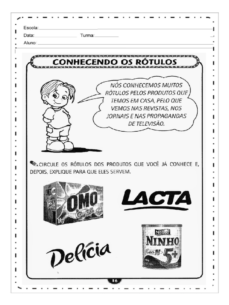 Casa Atividades para Educacao Infantil Conhecendo Rotulos | PDF