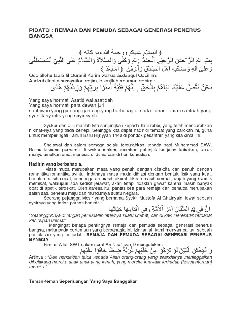 Pidato Pemuda Penerus Bangsa