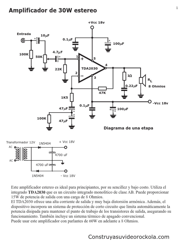 Tda 2030 | PDF | Amplificador | Componentes eléctricos