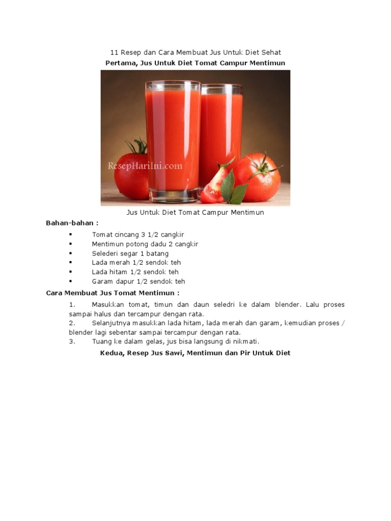 11 Resep  Dan Cara Membuat Jus Untuk  Diet  Sehat 