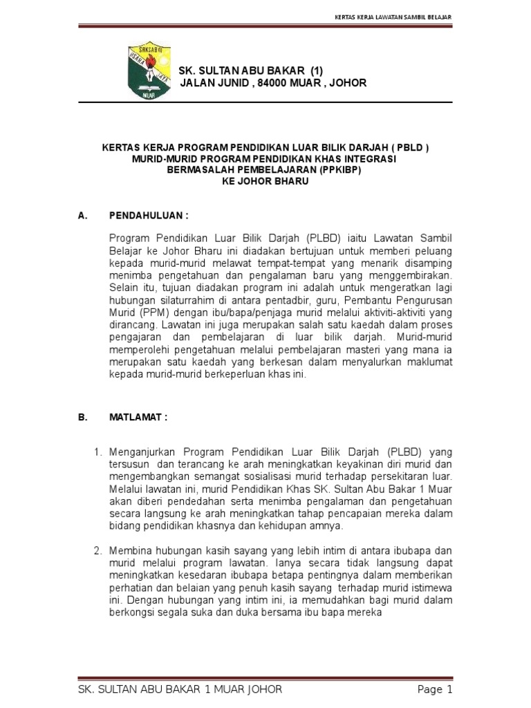 Lawatan Sambil Belajar Di Johor