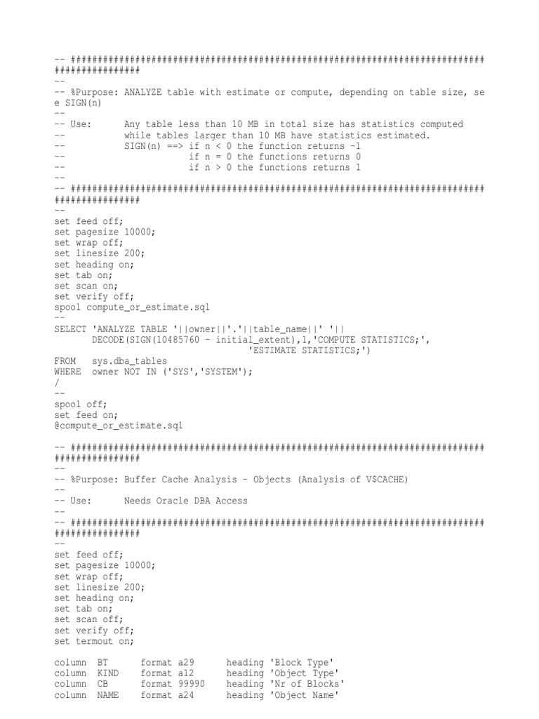 Oracle DBA Scripts One in All | Relational Database | Database Index