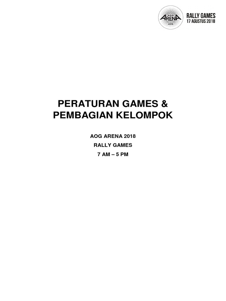 Peraturan Games Dan Pembagian Kelompok Rally Game - AOG Arena 2018 PDF ...
