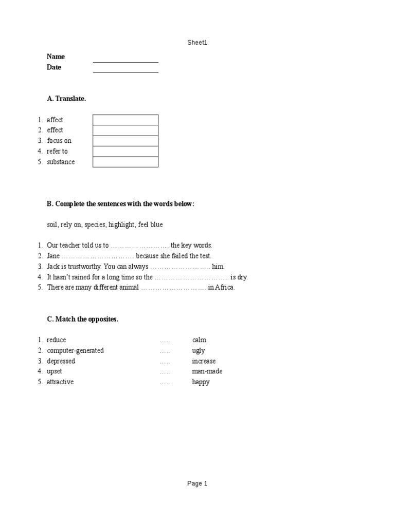 Vocabulary and Sentence Exercises | PDF | Career & Growth | Games ...