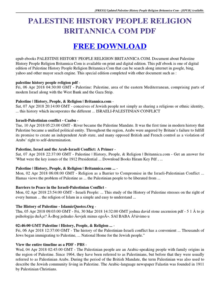 Overview of Palestine's History and Religion | PDF | Mandatory ...