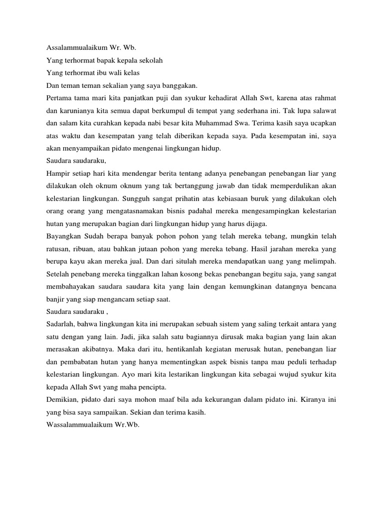 Teks Pidato Tema Lingkungan Hidup Kumpulan Referensi Teks Pidato