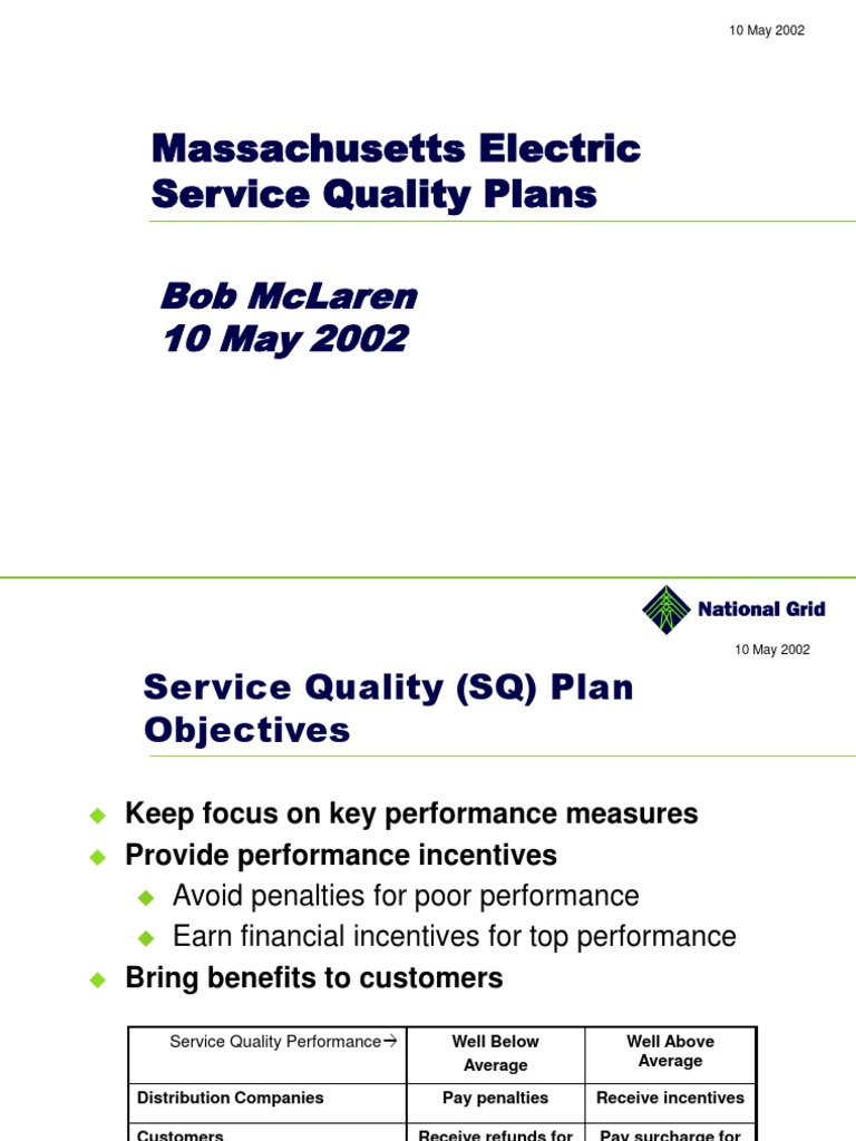 Massachusetts Electric Service Quality Plans | PDF | Incentive | Economies