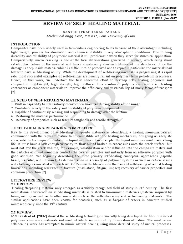 Review of Self-Healing Composites | PDF | Composite Material | Physical ...