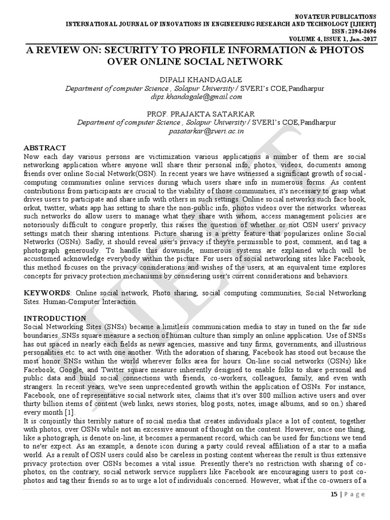 Enhancing Privacy in Social Networks | PDF | Social Networking Service ...