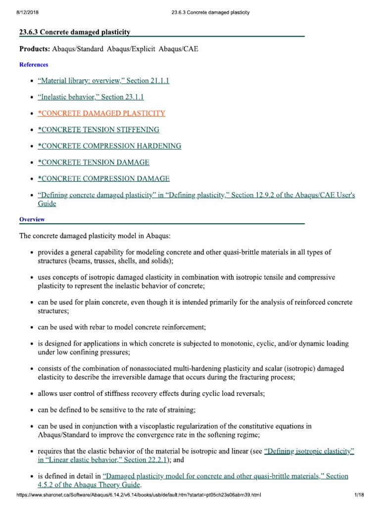 Concrete Damage Plasticity Abaqus | PDF