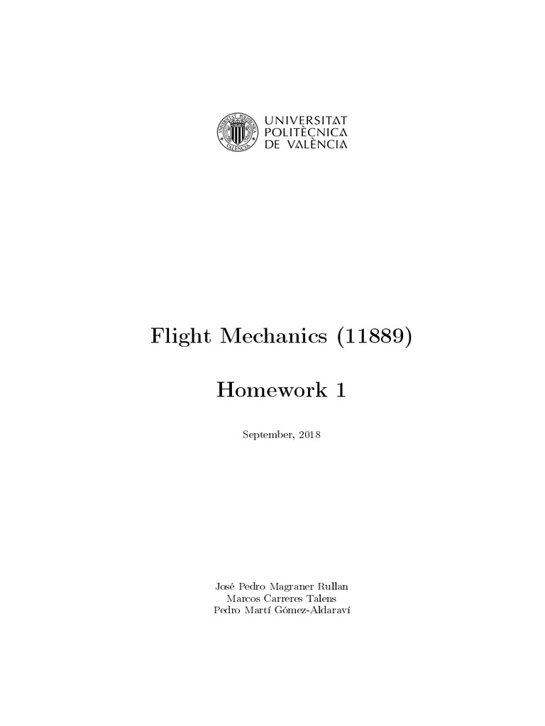 Flight Mechanics (11889) Homework 1: September, 2018 | PDF | Flap ...