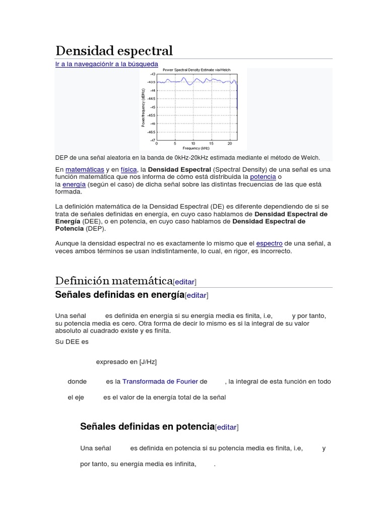 Densidad Espectral de Energía y Potencia | PDF | Densidad espectral ...