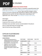 Types of False Ceilings: 1. Gypsum Plasterboard False Ceiling System