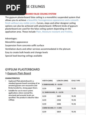 Types Of False Ceilings 1 Gypsum Plasterboard False