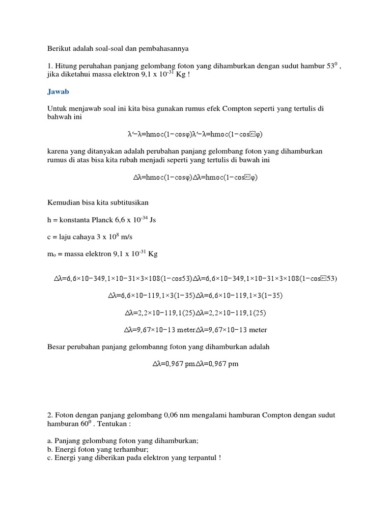 Contoh Soal Efek Compton Docx