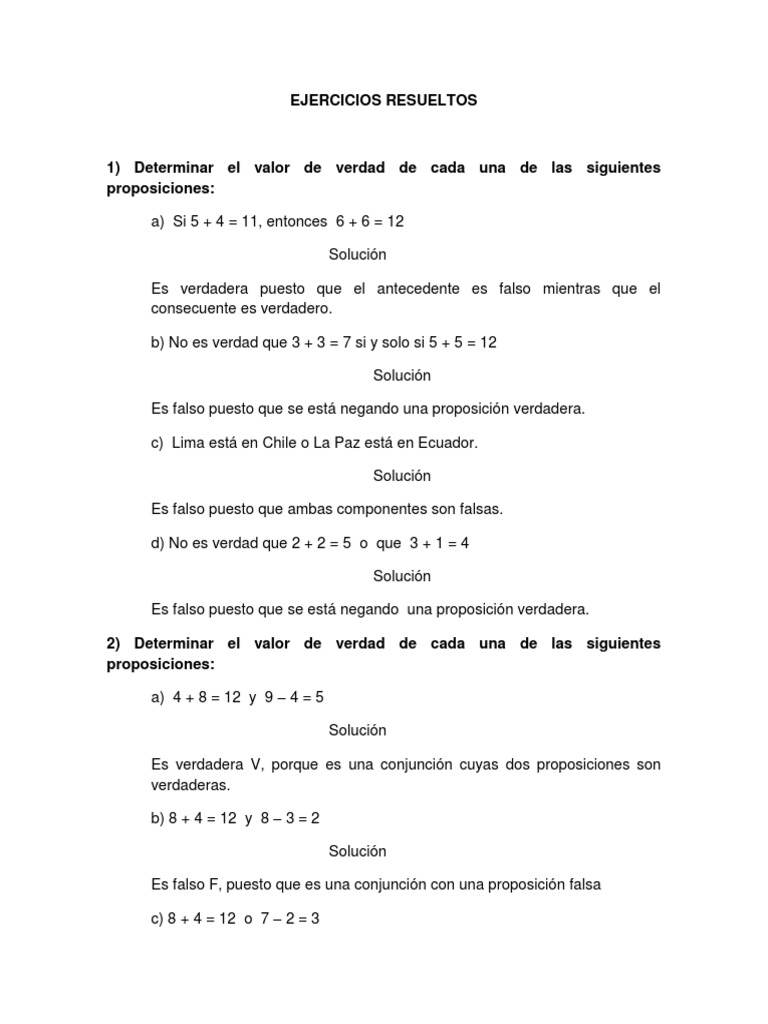Ejercicios Resueltos Proposicion Expresiones Logicas
