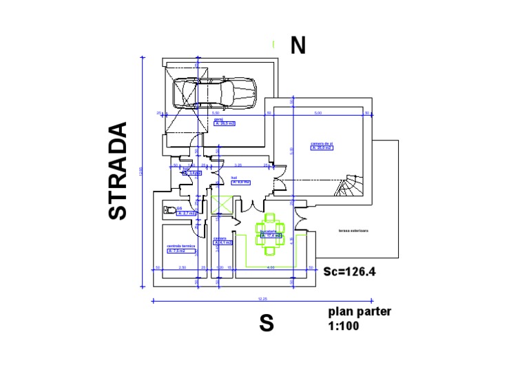 SC 126.4 Plan Parter 1:100: Garaj A: 26,5 m2 | PDF
